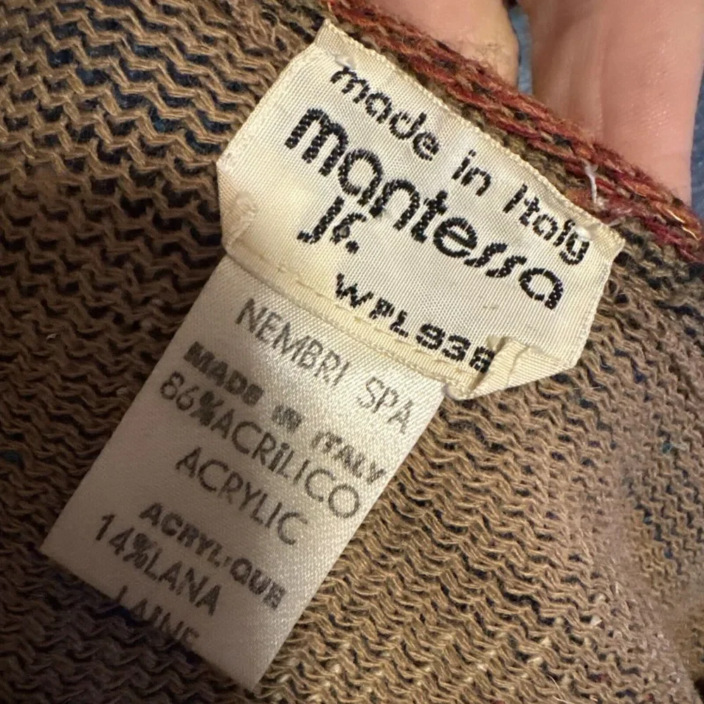 Mantessa Sweater‎ Made In Italy Wool Large Vintage Kimono Sleeves
